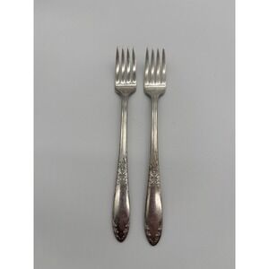 Two Vintage‎ Royal Silver Plate Forks Embossed Floral Pattern